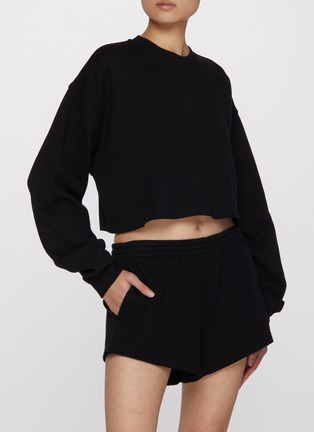 Figure View - Click To Enlarge - SKIMS - Cotton Fleece Cropped Crewneck Sweater