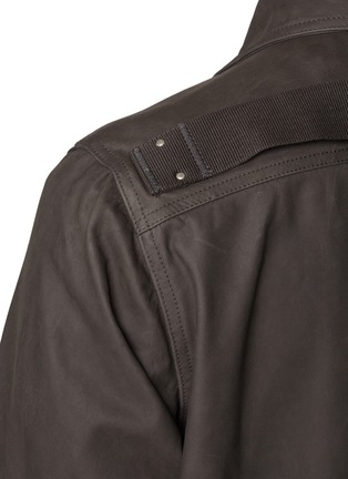  - RICK OWENS  - Brad Point Collar Strap Detail Leather Jacket