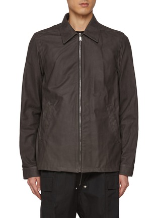 Main View - Click To Enlarge - RICK OWENS  - Brad Point Collar Strap Detail Leather Jacket