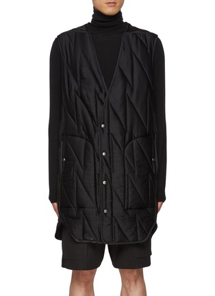 Main View - Click To Enlarge - RICK OWENS  - Zig Zag Quilted Washed Charmeuse Vest