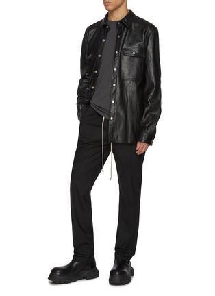 Figure View - Click To Enlarge - RICK OWENS  - Waxy Leather Overshirt