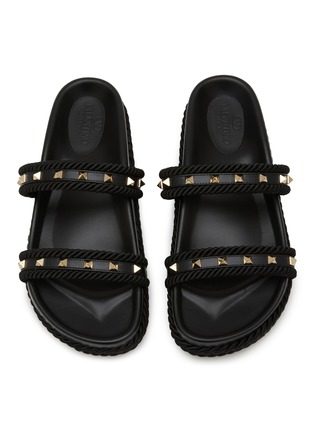 Detail View - Click To Enlarge - VALENTINO GARAVANI - Rockstud Torchon Slides