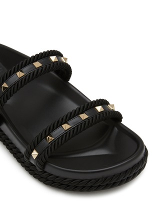 Detail View - Click To Enlarge - VALENTINO GARAVANI - Rockstud Torchon Slides