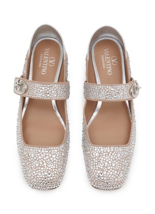 Detail View - Click To Enlarge - VALENTINO GARAVANI - VLogo Embellished Leather Ballerina Flats