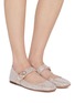 Figure View - Click To Enlarge - VALENTINO GARAVANI - VLogo Embellished Leather Ballerina Flats