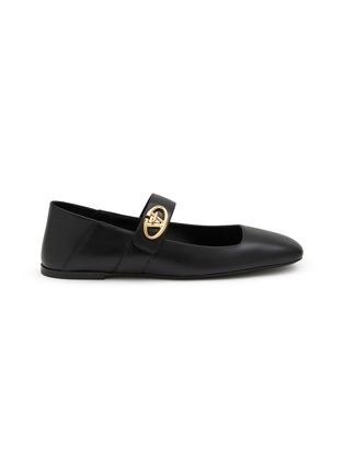 Main View - Click To Enlarge - VALENTINO GARAVANI - VLogo Locker Leather Ballerina Flats