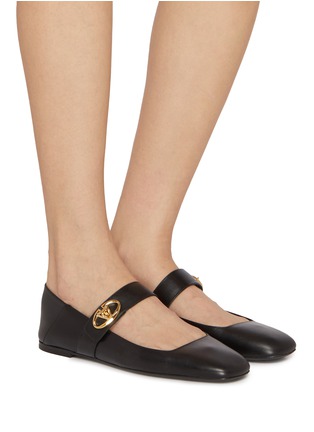 Figure View - Click To Enlarge - VALENTINO GARAVANI - VLogo Locker Leather Ballerina Flats