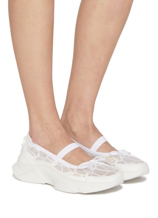 Figure View - Click To Enlarge - VALENTINO GARAVANI - True Actress Toile Iconographe Leather Ballerina Flats