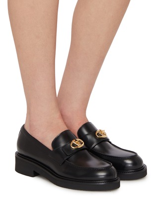 Figure View - Click To Enlarge - VALENTINO GARAVANI - VLogo Locker Calfskin Leather Loafers