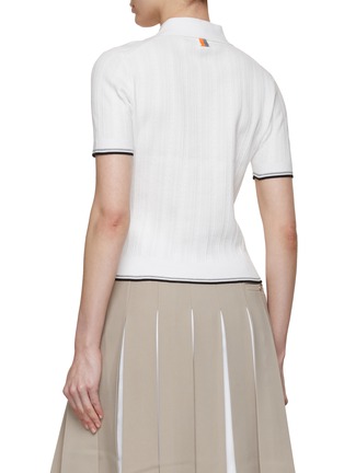 Back View - Click To Enlarge - SOUTHCAPE - Cable Knit Contrast Trim Polo Top