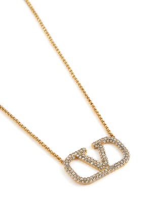 Detail View - Click To Enlarge - VALENTINO GARAVANI - VLogo Signature Strass Brass Necklace