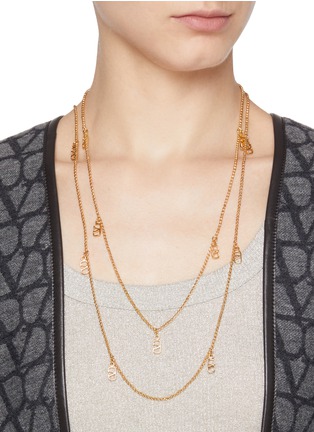 Figure View - Click To Enlarge - VALENTINO GARAVANI - VLogo Signature Brass Necklace