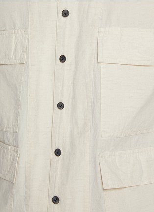  - THE VIRIDI-ANNE - Band Collar Cotton Linen Shirt