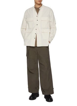 Figure View - Click To Enlarge - THE VIRIDI-ANNE - Band Collar Cotton Linen Shirt