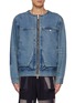 Main View - Click To Enlarge - JIYONGKIM - Draped Pocket Unbleach Elbow Denim Jacket