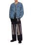 Figure View - Click To Enlarge - JIYONGKIM - Draped Pocket Unbleach Elbow Denim Jacket