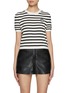 Main View - Click To Enlarge - MO&CO. - Logo Patch Striped Knitted Top