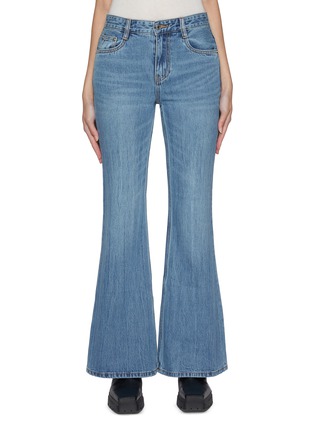 Main View - Click To Enlarge - MO&CO. - Medium Washed Denim Flared Jeans