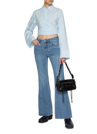 Figure View - Click To Enlarge - MO&CO. - Medium Washed Denim Flared Jeans