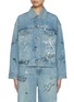 Main View - Click To Enlarge - MO&CO. - Graffiti Print Medium Washed Denim Jacket