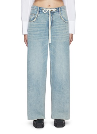 Main View - Click To Enlarge - MO&CO. - Drawstring Waist Light Washed Jeans