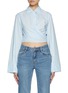 Main View - Click To Enlarge - MO&CO. - Wraped Effect Cropped Cotton Shirt