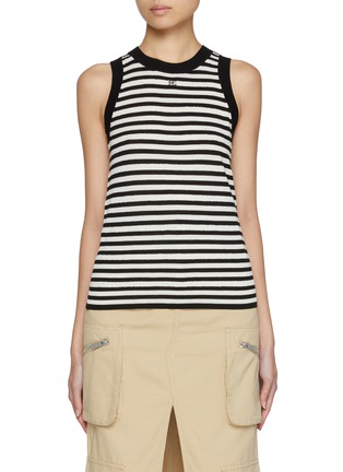 Main View - Click To Enlarge - MO&CO. - Striped Logo Trim Tank Top