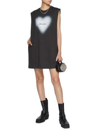 Figure View - Click To Enlarge - MO&CO. - Graphic Slogan Print Cotton Dress