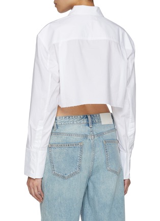 Back View - Click To Enlarge - MO&CO. - Raw Hem Cropped Cotton Shirt