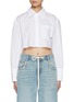 Main View - Click To Enlarge - MO&CO. - Raw Hem Cropped Cotton Shirt