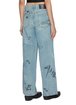 Back View - Click To Enlarge - MO&CO. - Graffiti Print Medium Washed Denim Jeans