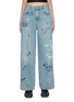 Main View - Click To Enlarge - MO&CO. - Graffiti Print Medium Washed Denim Jeans