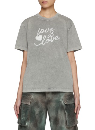 Main View - Click To Enlarge - MO&CO. - Love Is Love Handwriting Slogan Cotton T-shirt