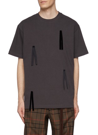 Main View - Click To Enlarge - SONG FOR THE MUTE - Ribbon Tassel Cotton T-Shirt