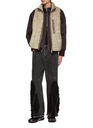 Figure View - Click To Enlarge - SONG FOR THE MUTE - Painted Sherpa Zip Up Vest