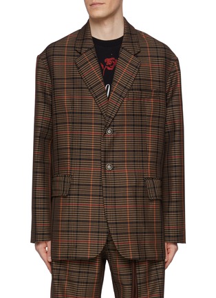 Main View - Click To Enlarge - SONG FOR THE MUTE - Notch Lapel Single Breasted Checkered Wool Blend Blazer