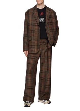 Figure View - Click To Enlarge - SONG FOR THE MUTE - Notch Lapel Single Breasted Checkered Wool Blend Blazer