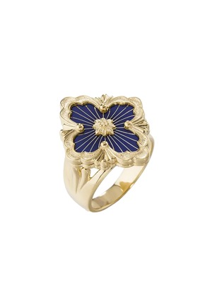 Main View - Click To Enlarge - BUCCELLATI - Opera Tulle 18K Yellow Gold Blue Enamel Ring — Size 520