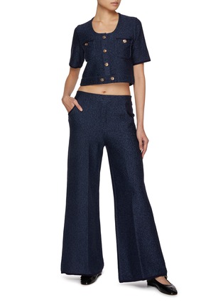 Figure View - Click To Enlarge - CRUSH COLLECTION - Denim-look Wide Leg Flared Trousers