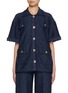 Main View - Click To Enlarge - CRUSH COLLECTION - Denim Look Short Sleeve Blouse