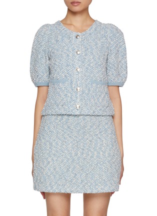 Main View - Click To Enlarge - CRUSH COLLECTION - Fancy Bouclé Short Sleeve Jacket