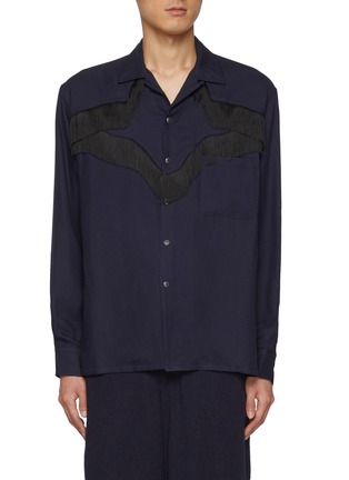 Camp Collar Fringe Detail Shirt