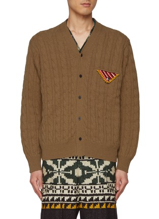 Main View - Click To Enlarge - TOGA VIRILIS - Cable Knit Wool Cotton Cardigan