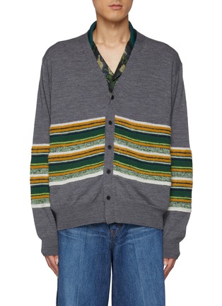 Main View - Click To Enlarge - TOGA VIRILIS - Banded Wool Blend Cardigan