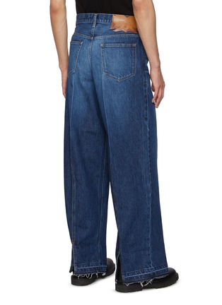 Back View - Click To Enlarge - TOGA VIRILIS - Slit Raw Hem Cotton Wide Leg Jeans