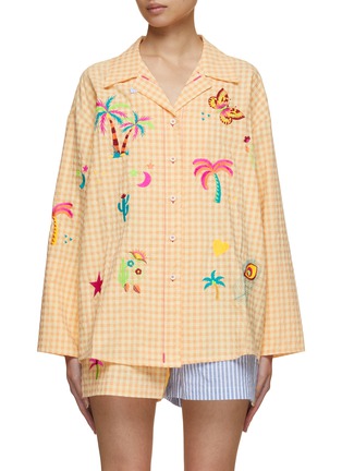 Main View - Click To Enlarge - SUSANNA BLU - Gardenia Embroidered Plaid Blouse