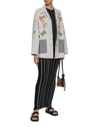 Figure View - Click To Enlarge - SUSANNA BLU - Peonia Embroidered Striped Shirt Jacket
