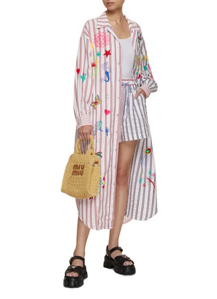 Figure View - Click To Enlarge - SUSANNA BLU - Giglio Embroidered Striped Dress