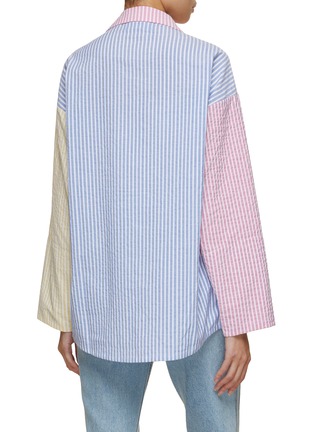 Back View - Click To Enlarge - SUSANNA BLU - Gardenia Embroidered Colour Block Striped Blouse