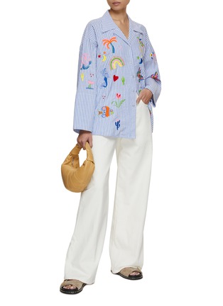 Figure View - Click To Enlarge - SUSANNA BLU - Gardenia Embroidered Striped Blouse